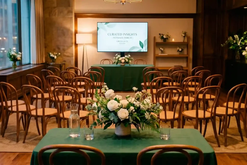 Alquiler de salón para conferencias en El Poblado Medellín en Café Hotel, ideal para eventos empresariales boutique.