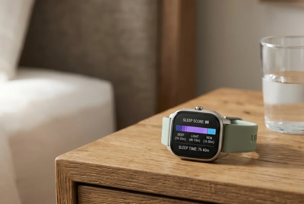 Monitoring deep sleep in a room at Café Hotel Medellín for optimal recovery.